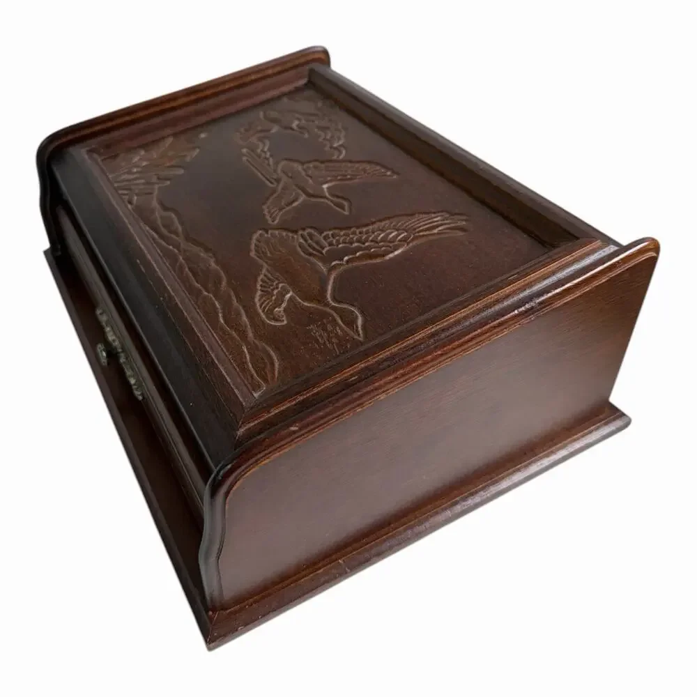 Vintage Rosalco The Commodore Bird Duck Carved Wooden Wood Jewelry Box 11x8.5x4